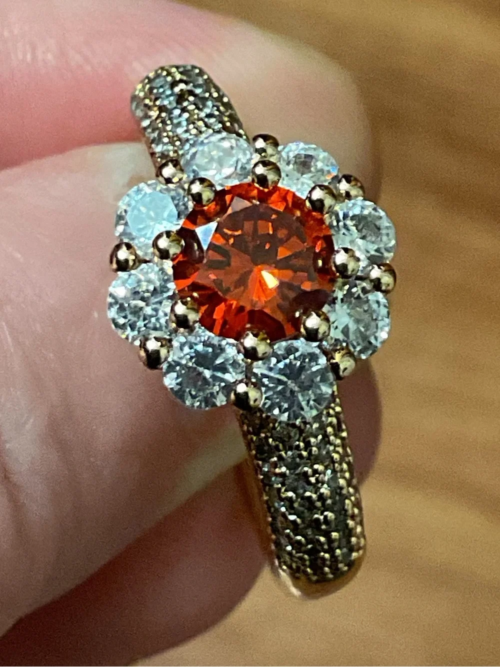 Halo Ring with Red Center